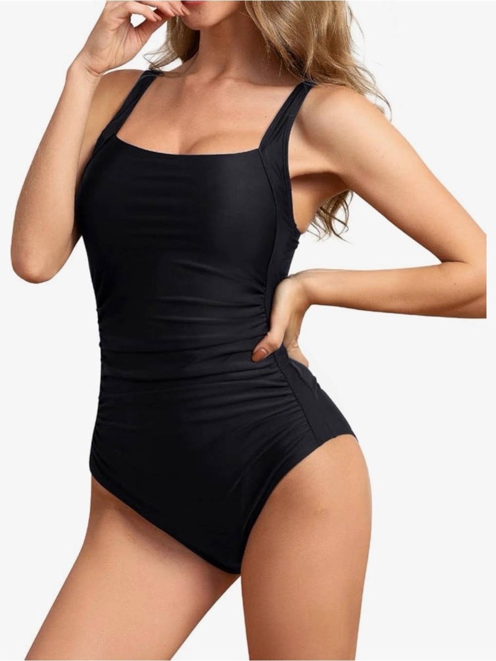 Vintage Padded Push-Up One-Piece Swimsuit - Black 12 - Picture 7 of 7